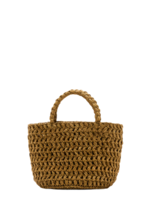 Natural-fiber double-handle bucket bag
