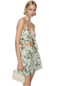 Printed shorts with belt