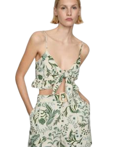 Printed crop top with bow