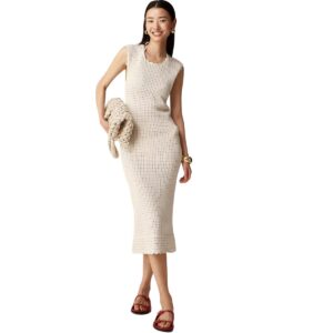 Crochet Open-Back Midi Dress