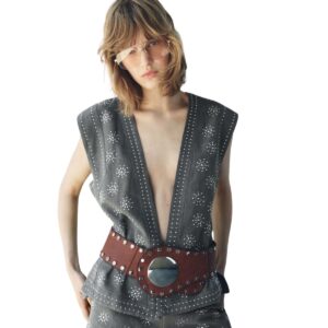 Linen Blend Embroidered Vest
