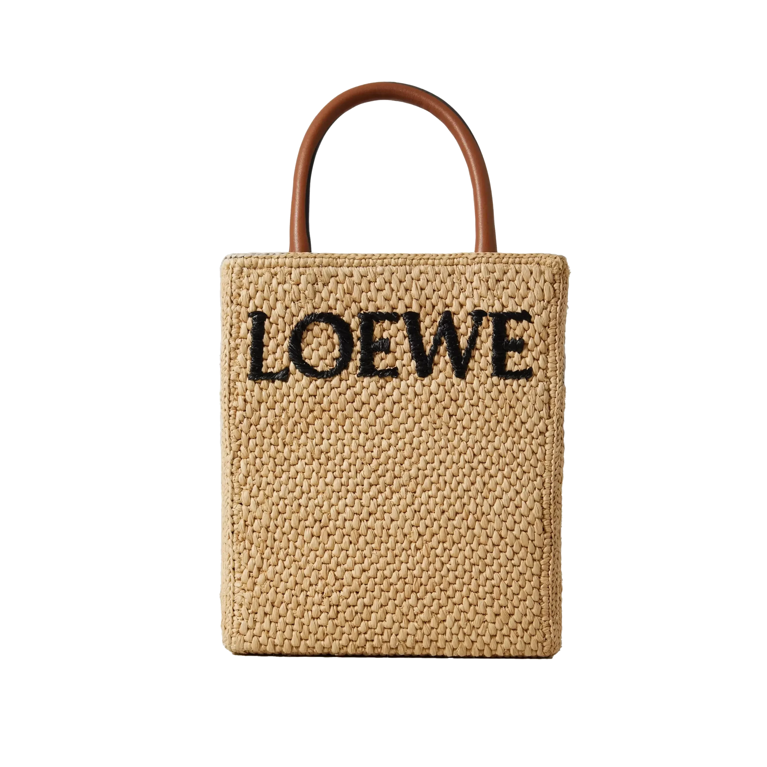 LOEWE Leather-trimmed raffia tote