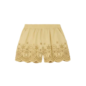 LA DOUBLEJ Scalloped broderie anglaise-trimmed cotton-poplin shorts