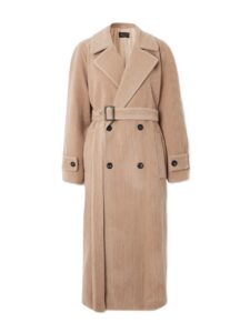 Double-Breasted Belted Cashmere-Corduroy Coat