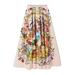 FARM RIO Garden Terrace pleated printed cotton-poplin midi skirt