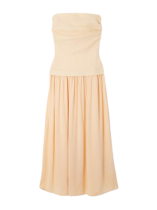Hedy strapless gathered linen and voile maxi dress