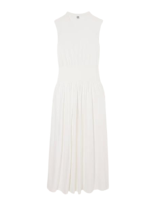 Pleated organic cotton-jersey midi dress