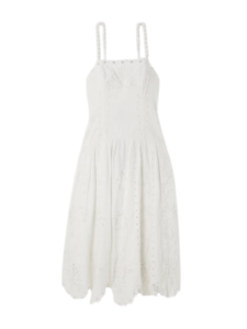 Richelieu scalloped gathered broderie anglaise linen-blend midi dress