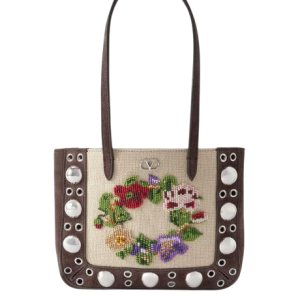 Nellcôte mini embellished woven canvas and suede tote