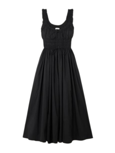 Emmaretta tie-detailed shirred organic cotton-voile midi dress