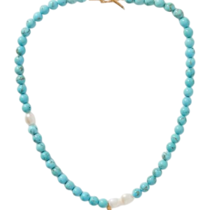 Terq Klom gold-plated turquoise and pearl necklace
