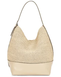 Belted Woven Leather Tote Bag