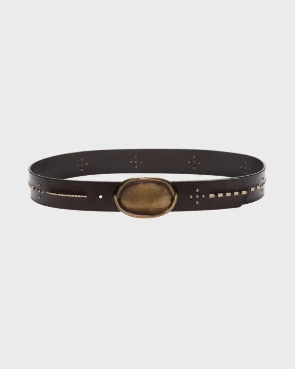 Buckle Bunny Belt with Stitch in Leather