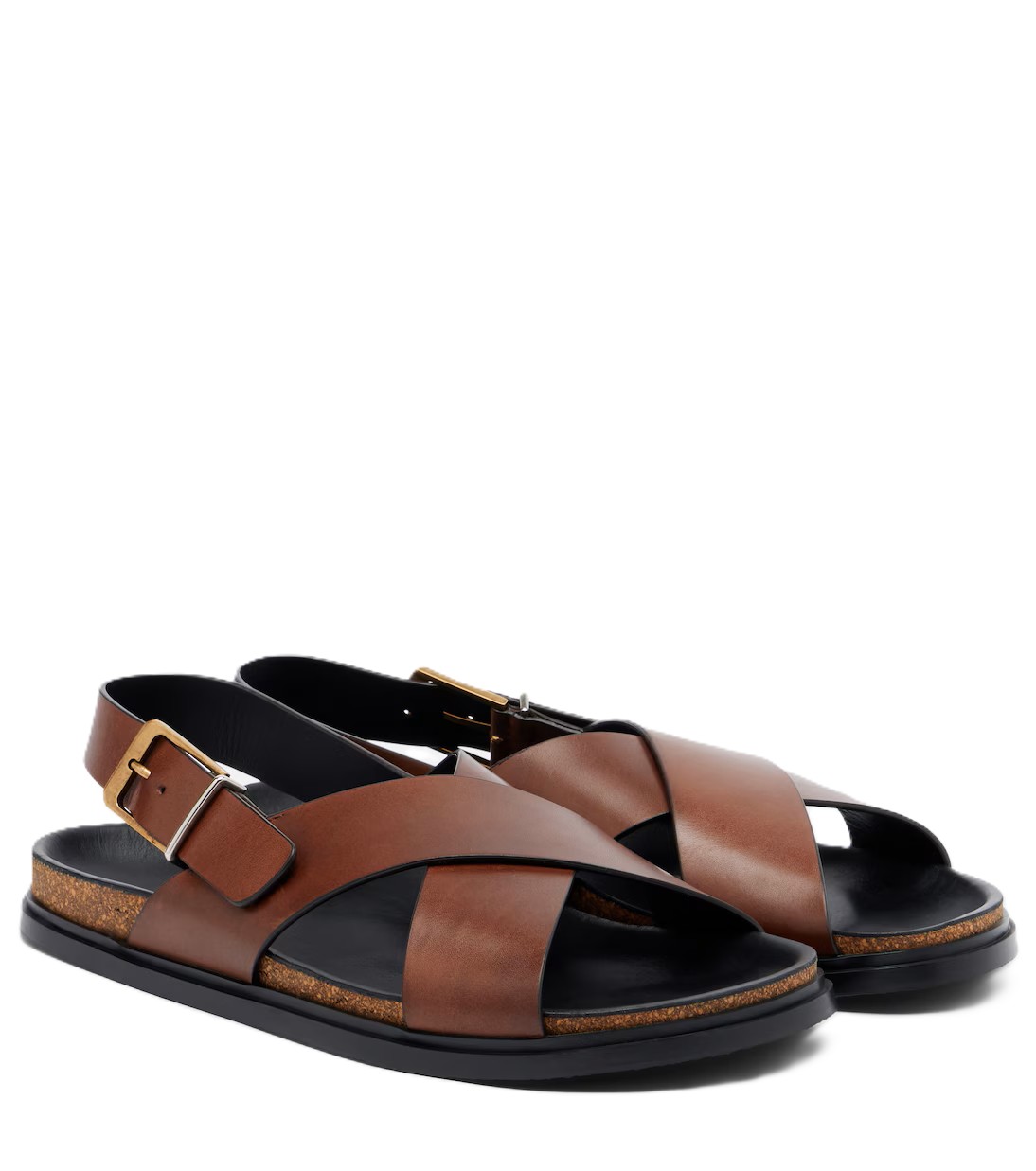Buckle leather sandals