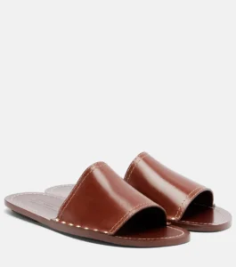Studded leather slides