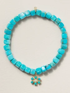 Eye 14-karat gold turquoise bracelet