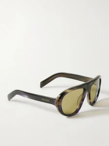 Oversized aviator-style acetate sunglasses