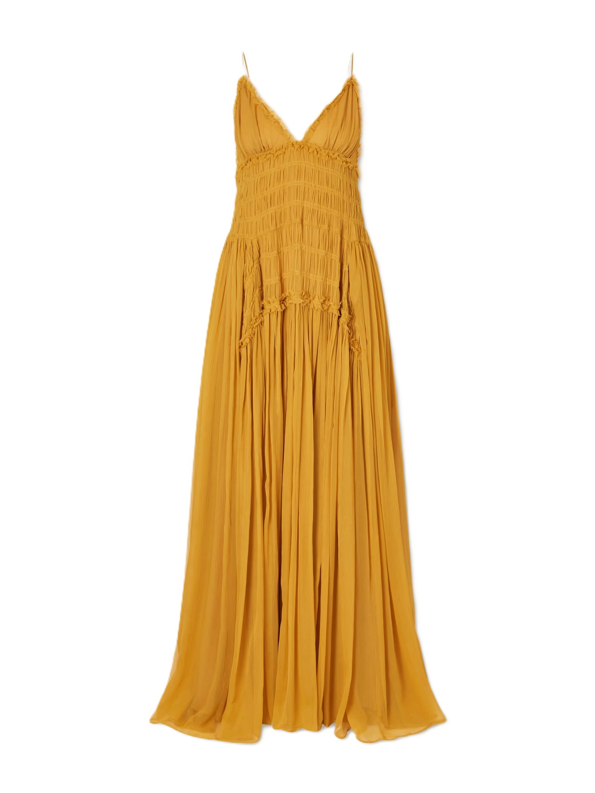 Atrani tiered silk-chiffon gown