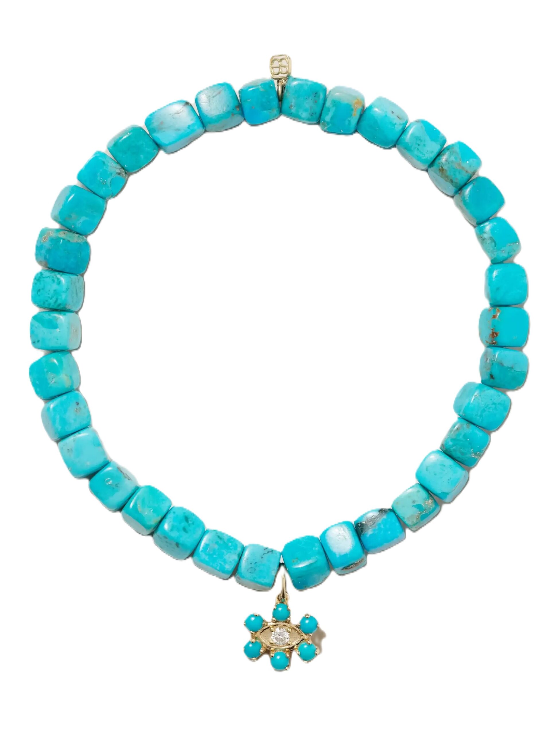 Eye 14-karat gold turquoise bracelet
