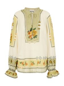 Dixie floral-print ramie top