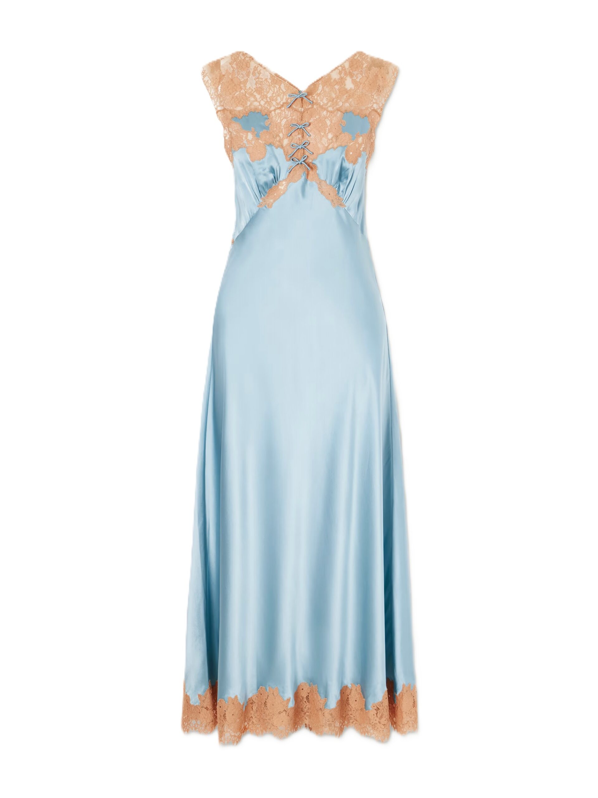 Marcelle lace-trimmed silk-satin midi dress