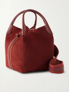 Bale small leather and canvas-trimmed nubuck tote