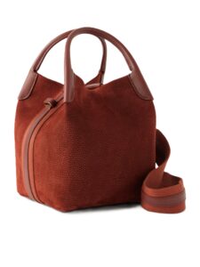 Bale small leather and canvas-trimmed nubuck tote