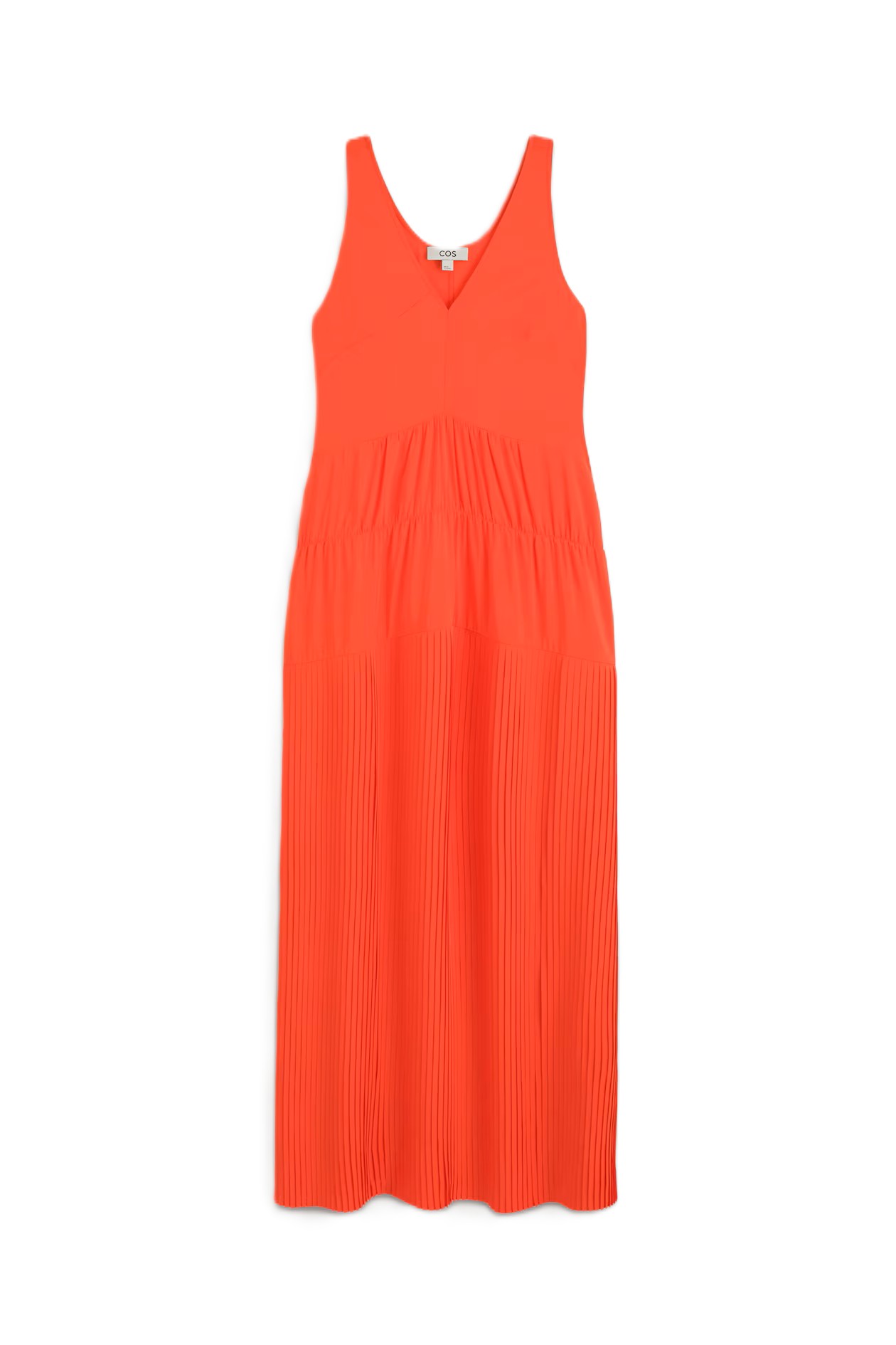 Gathered Pleated V-neck Maxi Dress