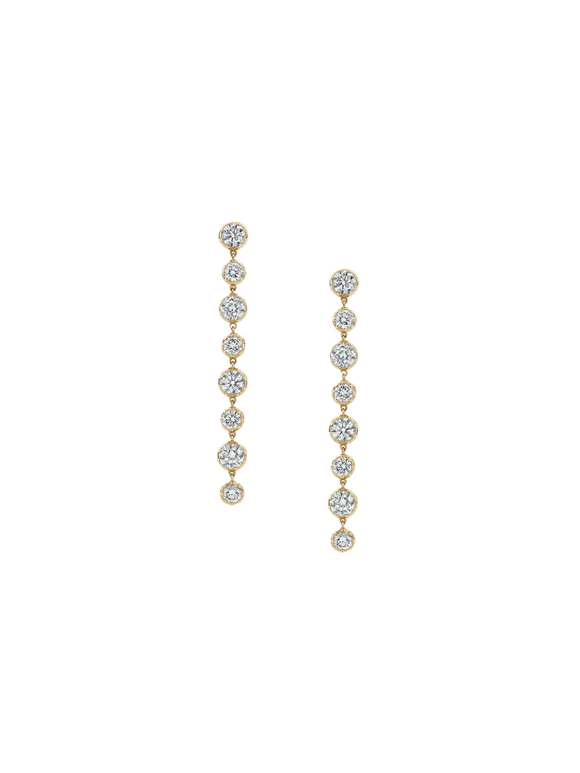 14K Short Sylvie Rivière Earrings in Lab Diamond, 14K Yellow Gold