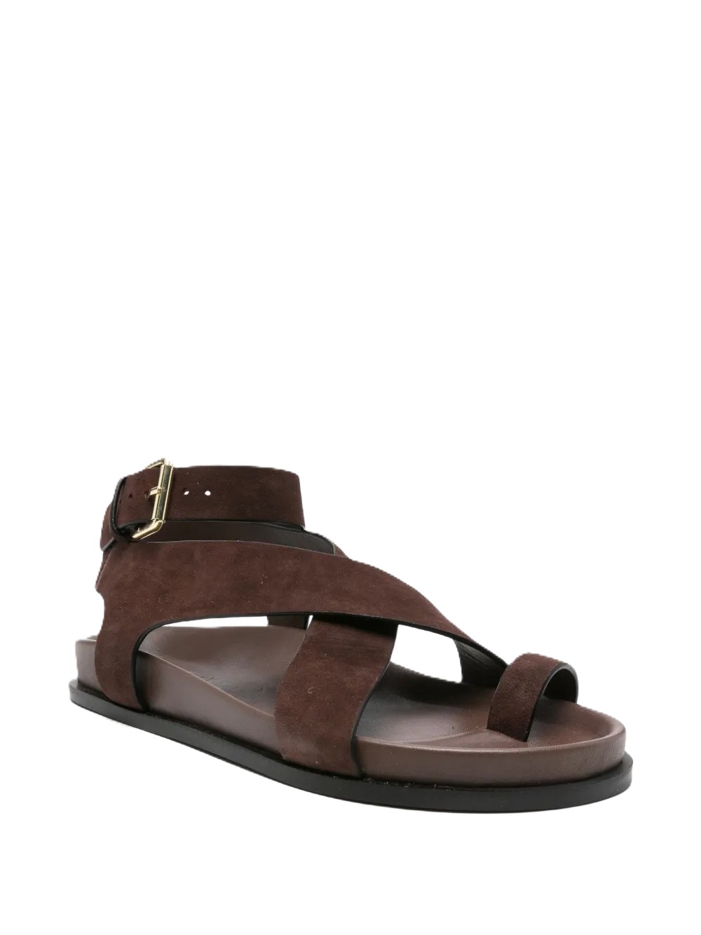 Jalen Flat Sandals, Brown (calf suede)