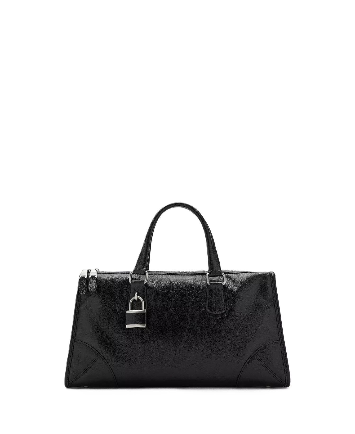 Women’s Rectangular Handles Handbag, Black