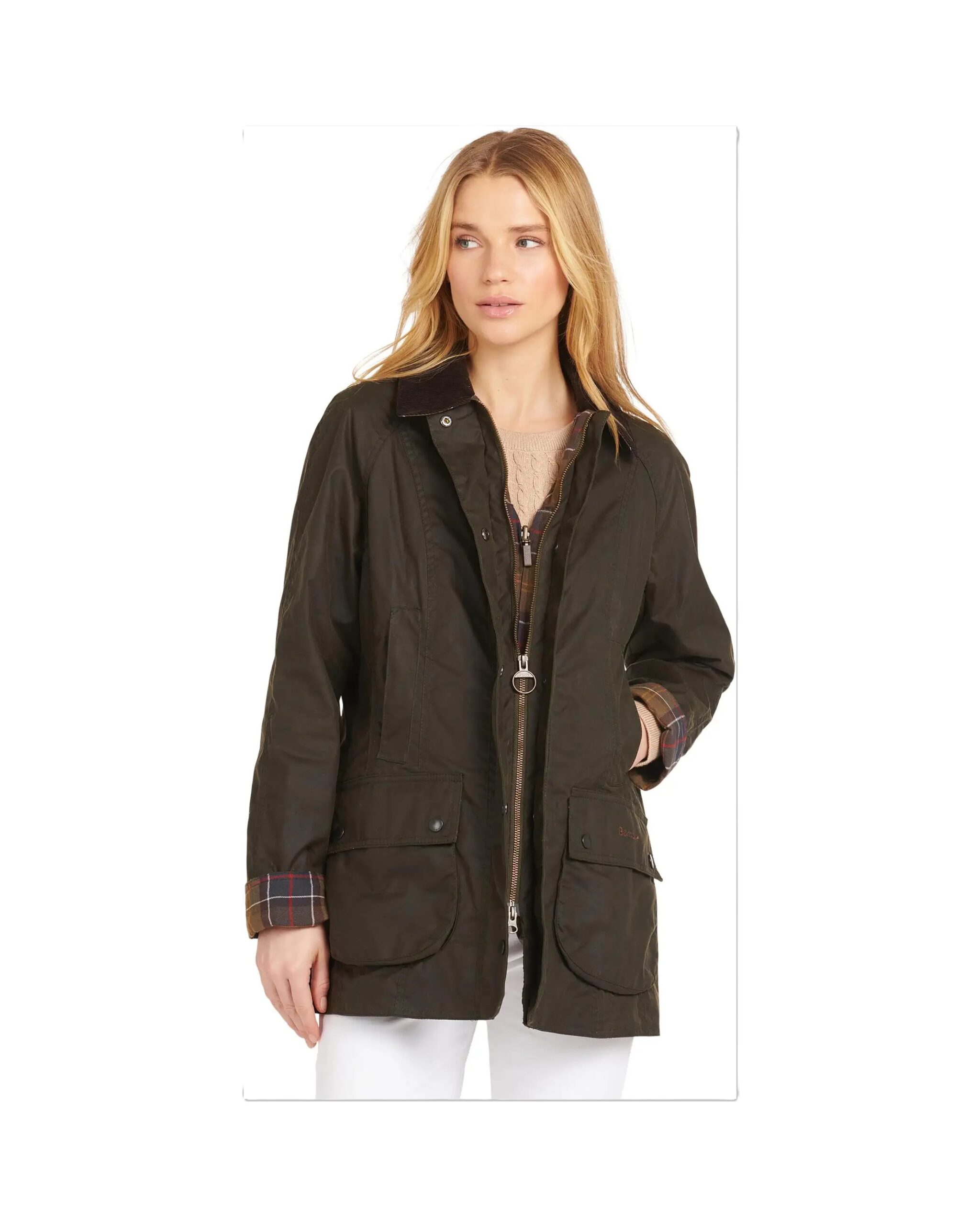 Women’s Barbour Classic Beadnell Wax Jacket, Olive