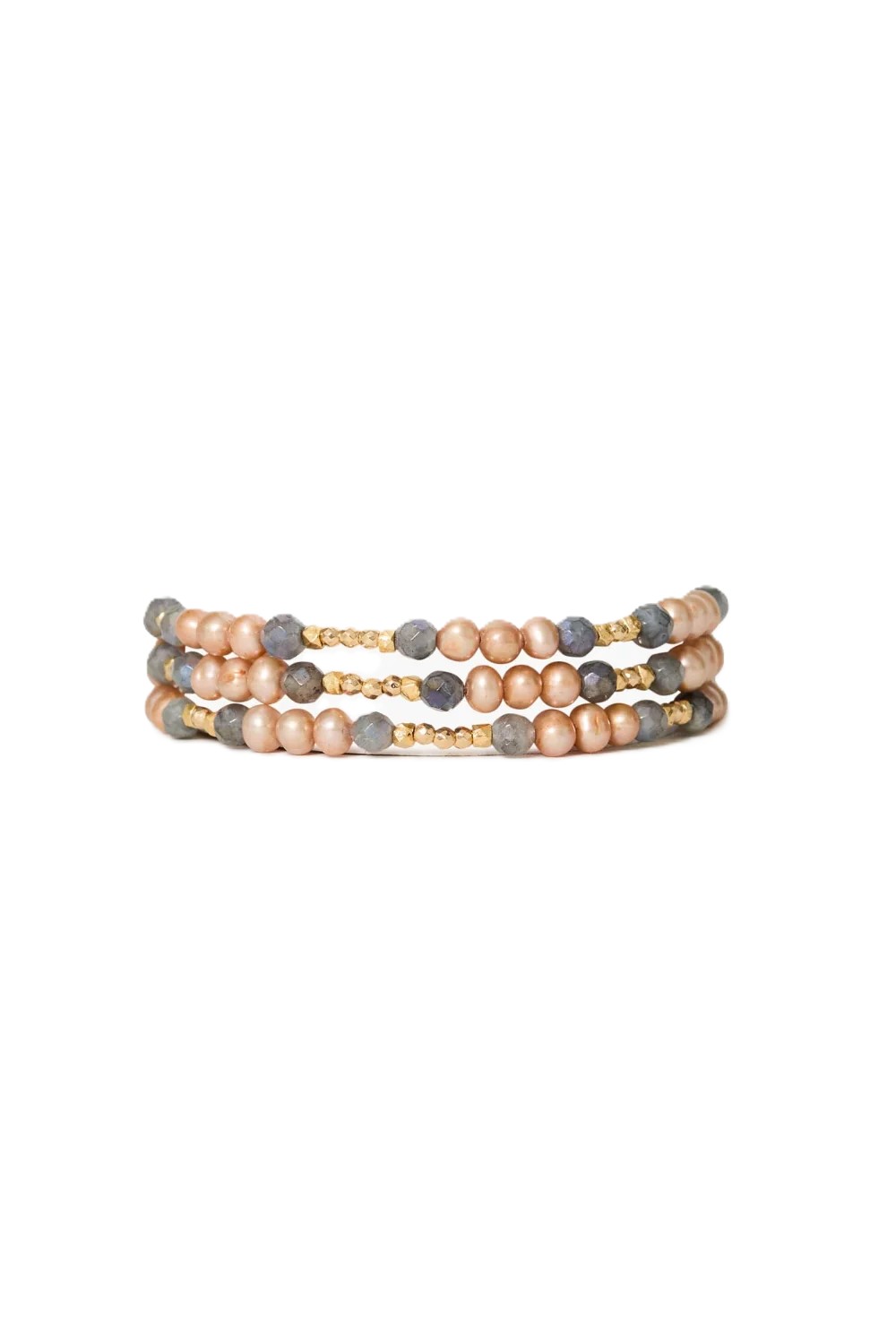 Antica Triple Naked Wrap Bracelet Champagne Pearl