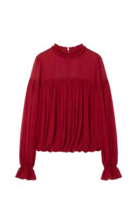 Pearl Long Sleeve Silk Blouse, Cerise
