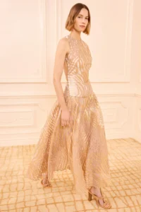 Divina Backless Top with Lurex, Nautilis (gold organza)