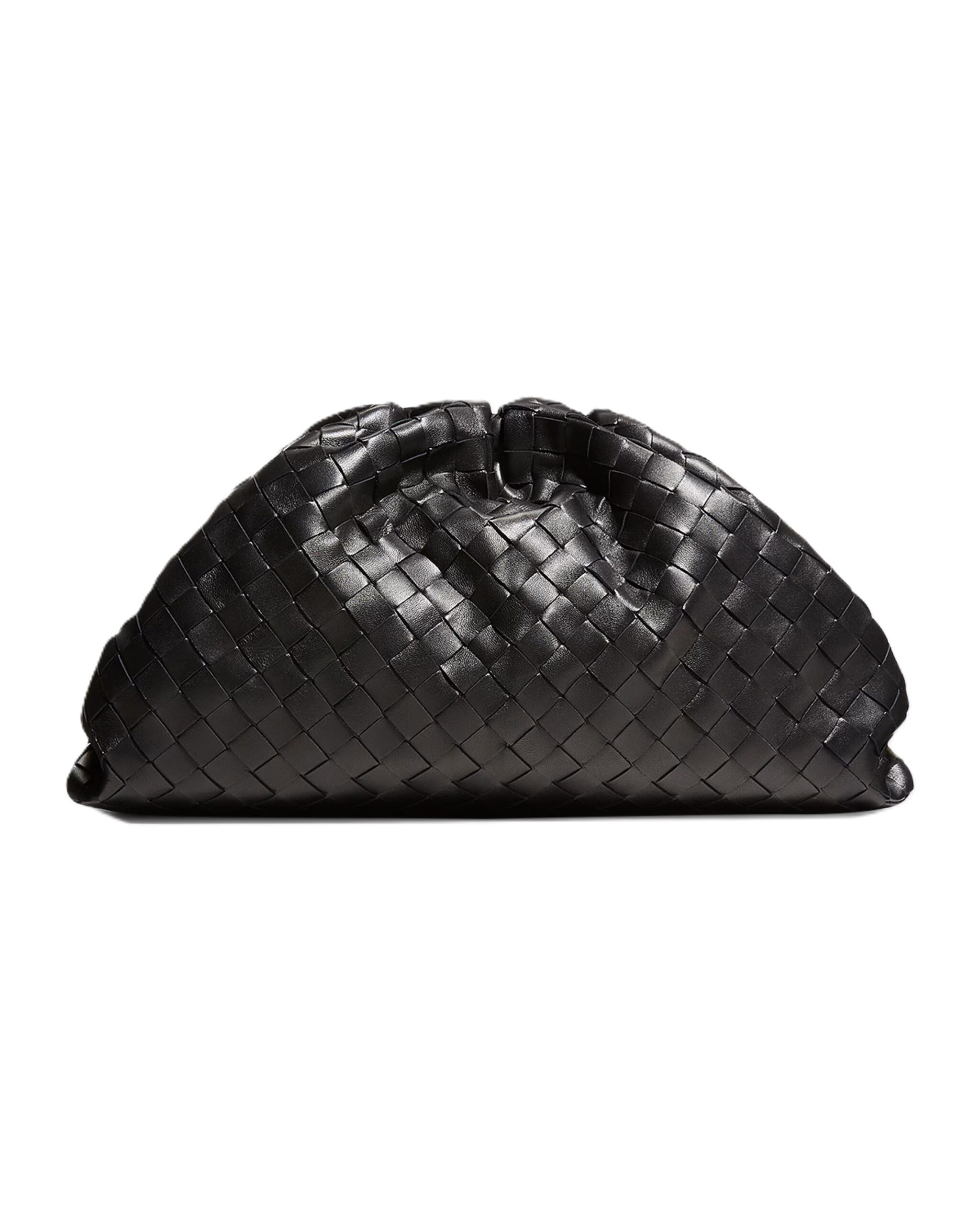 Lambskin Leather Pouch Clutch Bag, Black
