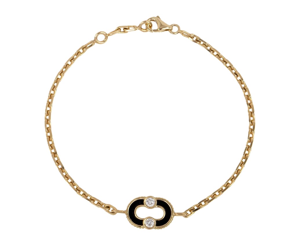 Black Onyx and Mother-of-Pearl Magnetic Bracelet (18K yellow gold)