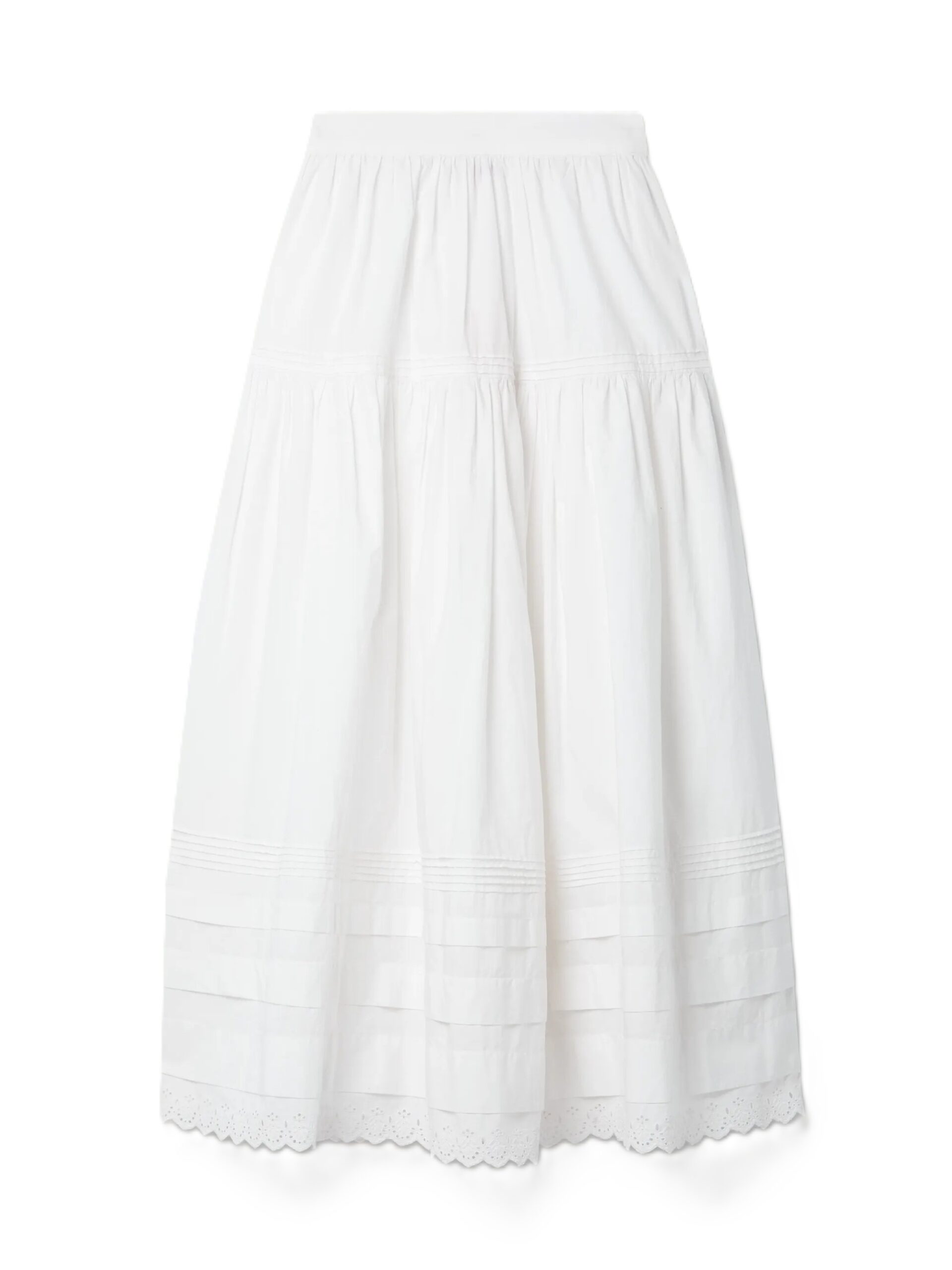 Sebastiane broderie anglaise-trimmed organic cotton-poplin midi skirt