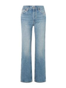90s Loose High-Rise Straight-Leg Jeans (Light denim, Worn Blue wash)