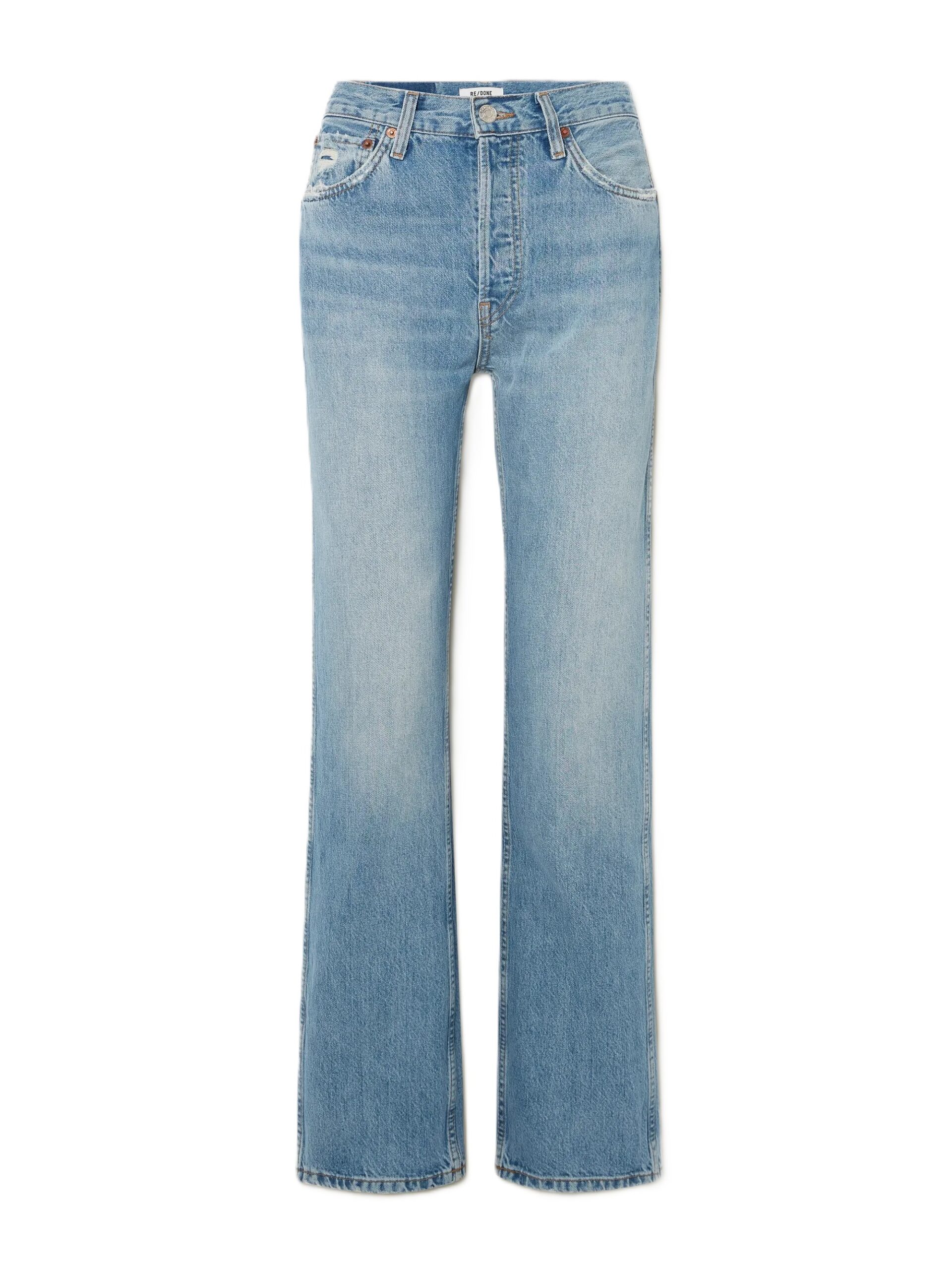 90s Loose High-Rise Straight-Leg Jeans (Light denim, Worn Blue wash)